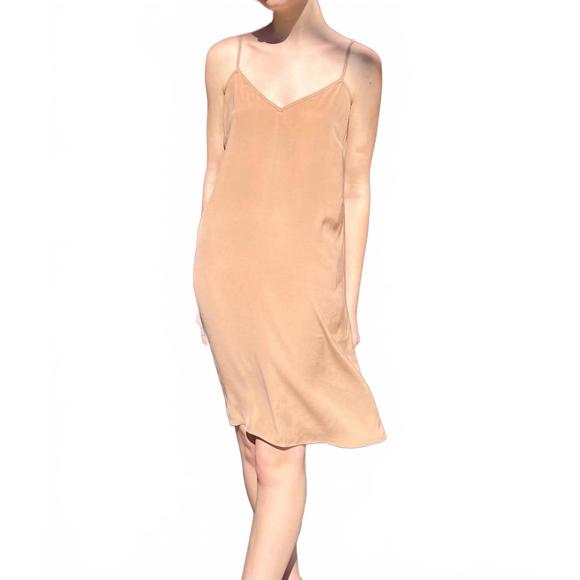 NEW ROSE VELVET charmeuse bridget slip dress in dark nude - Picture 1 of 4